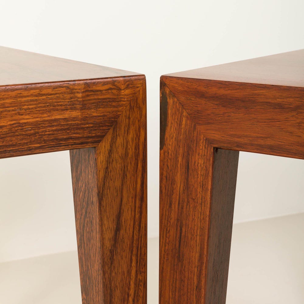 Pair of Severin Hansen rosewood side tables or nighstands for Haslev, 1960s - Image 7