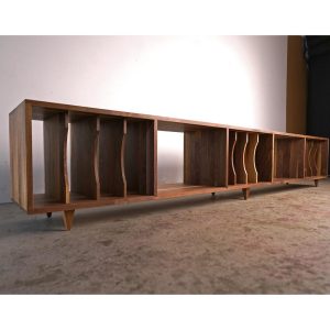 il_1000x1000.6688198462_fsvj.jpg Waters Vinyl Bench, 108"W, Storage Bench, Living Room Bench, Mid Century Vinyl Storage (Shown in Walnut)