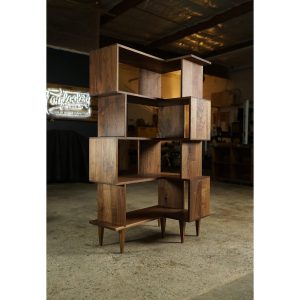 il_1000x1000.6701521131_9p1h.jpg Corner Omni OFFSTACK Bookcase Narrow, 36"W, 24"D, Modern Vinyl LP Storage, Geometric Record Storage, Corner Bookshelf (Shown in Walnut)