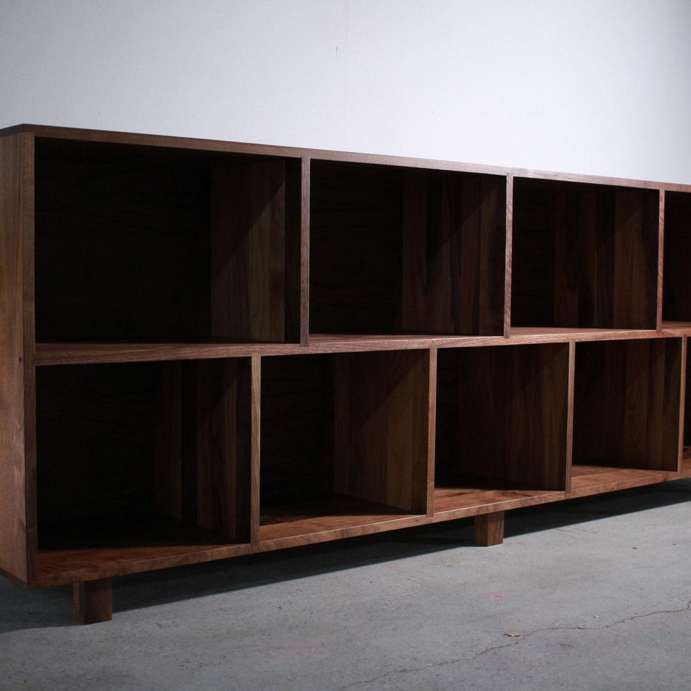 Sesto Vinyl Console, 82"W, Modern Record Credenza, Wide Handcrafted LP Console, Hardwood LP Console (Shown in Walnut) - Image 2