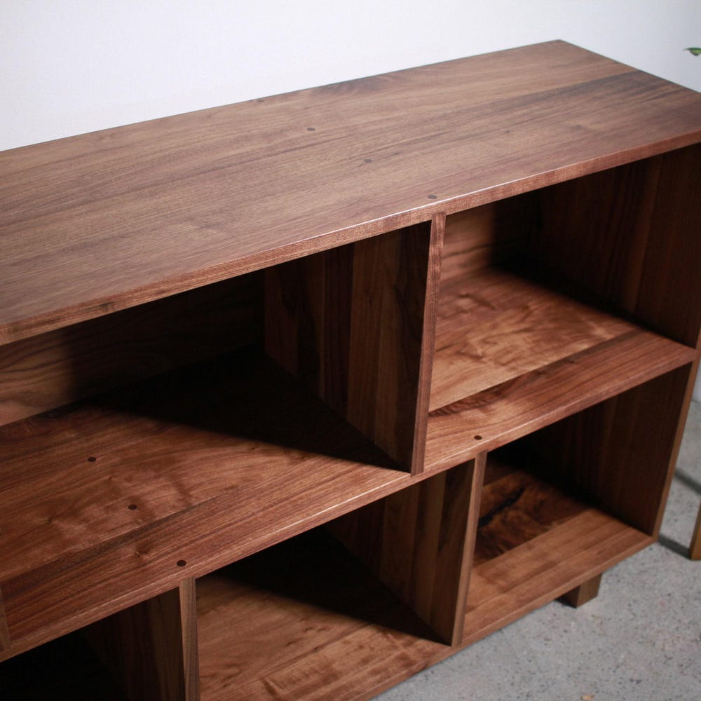 Sesto Vinyl Console, 82"W, Modern Record Credenza, Wide Handcrafted LP Console, Hardwood LP Console (Shown in Walnut) - Image 3