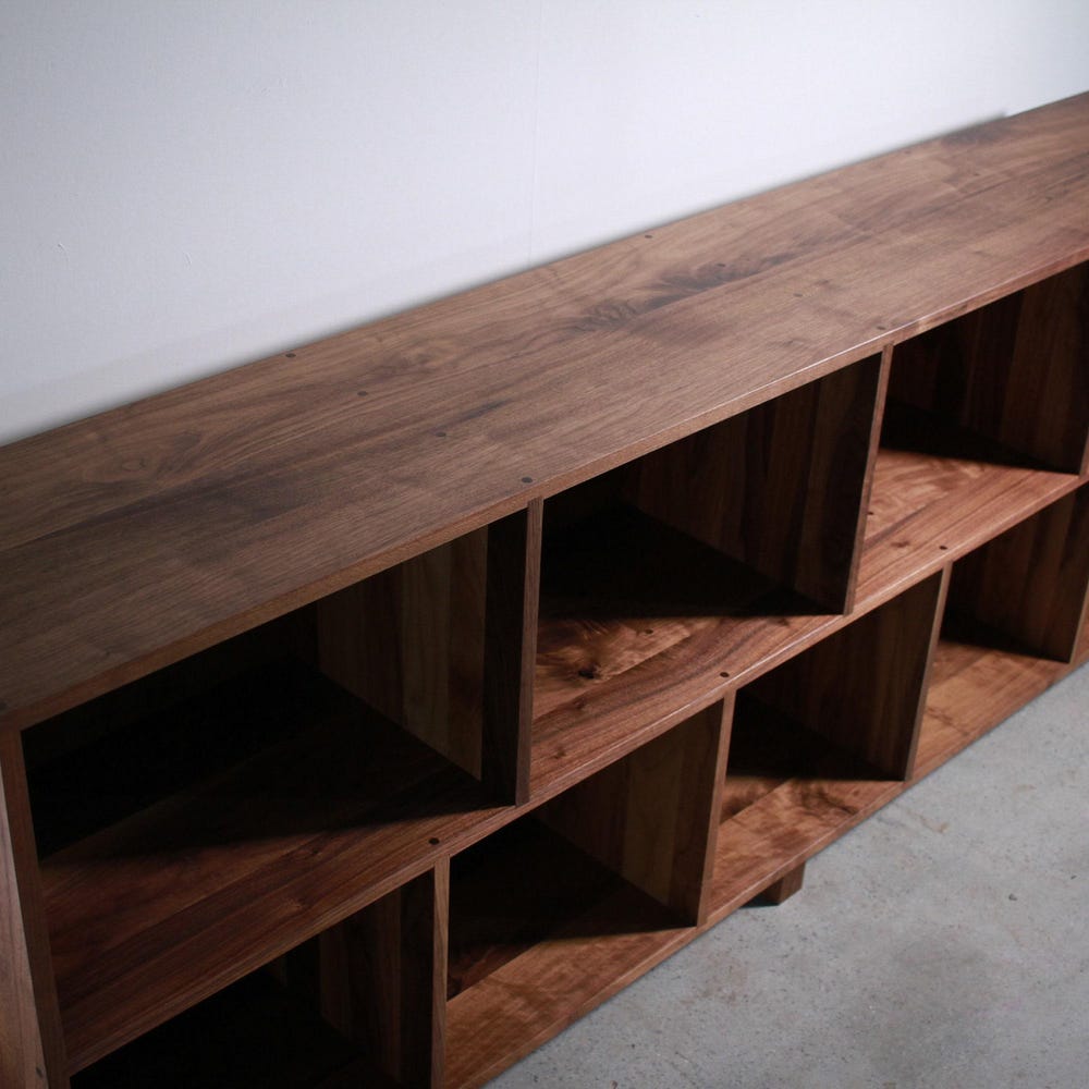 Sesto Vinyl Console, 82"W, Modern Record Credenza, Wide Handcrafted LP Console, Hardwood LP Console (Shown in Walnut) - Image 6