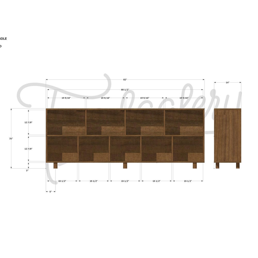 Sesto Vinyl Console, 82"W, Modern Record Credenza, Wide Handcrafted LP Console, Hardwood LP Console (Shown in Walnut) - Image 8