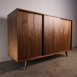 Peckham Console 2.0, ALT1, 56"W, Mid Century Media Console, Modern LP Storage, Record Storage Sideboard (Shown in Walnut)