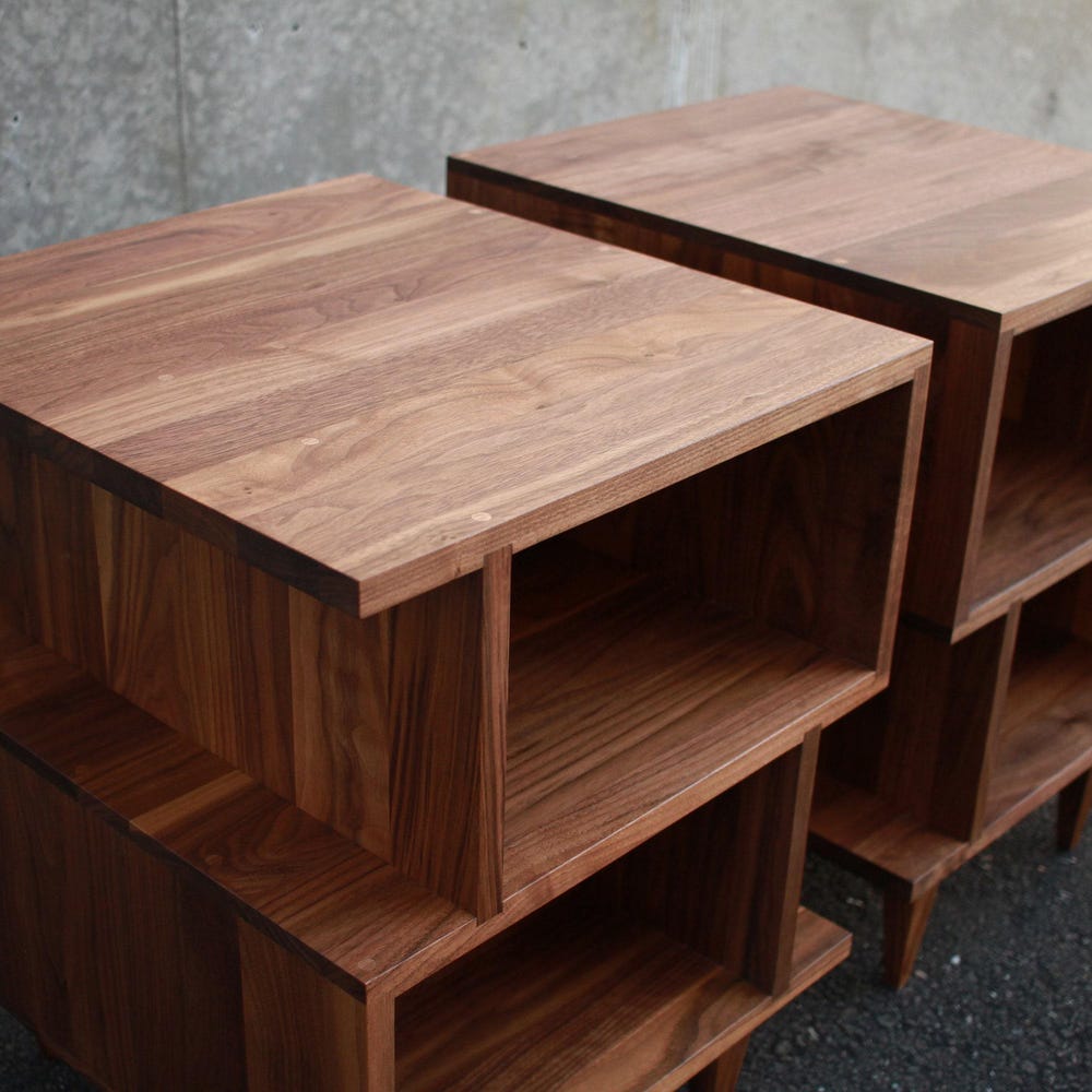 OFFSTACK End Table, Geometric Night Stand, Stacked Offset Nightstand, Wood Offset End Table (Shown in Walnut) - Image 7