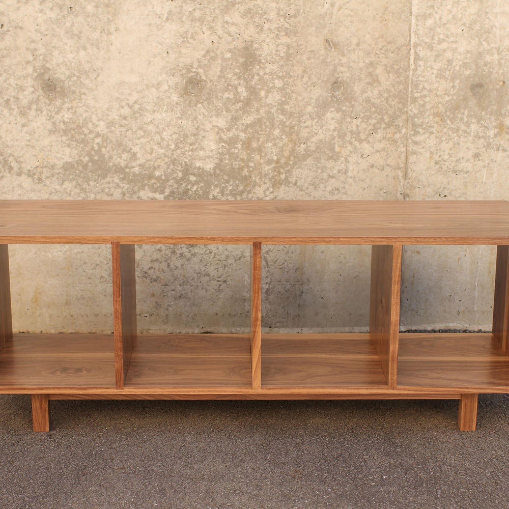 Warner Foyer Bench / LP Vinyl Storage, Modern Entry Storage, Mid Century Inspired, Record Bench (Shown in Walnut) - Image 4