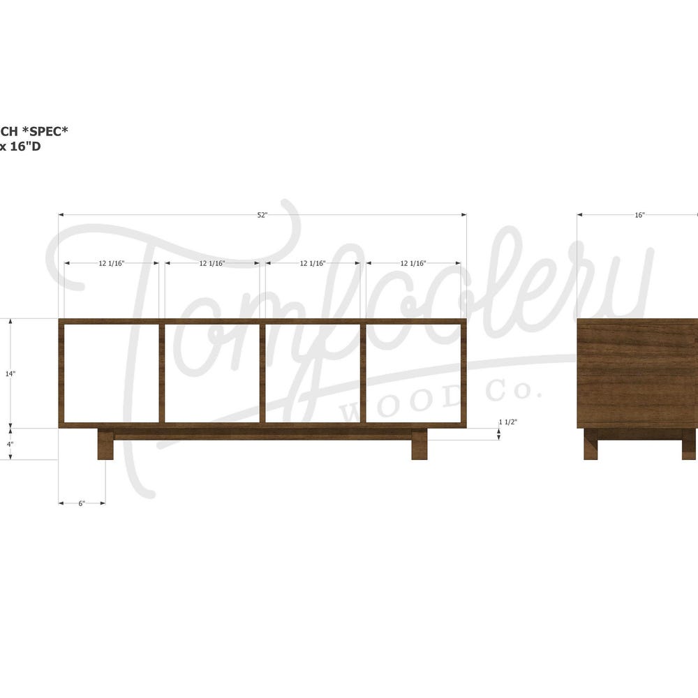 Warner Foyer Bench / LP Vinyl Storage, Modern Entry Storage, Mid Century Inspired, Record Bench (Shown in Walnut) - Image 8
