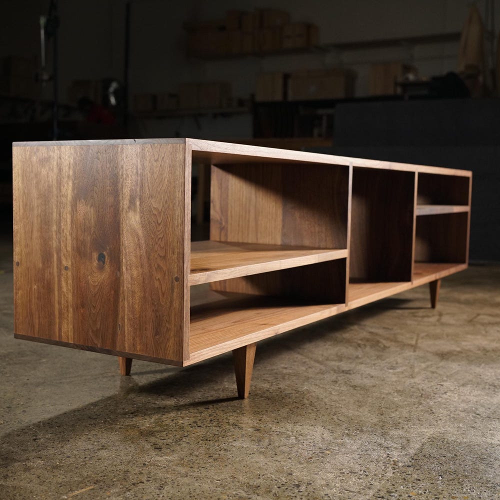 Braca Media Console, Mid-Century Credenza, Modern Sideboard, Solid Hardwood Media Console (Shown in Walnut) - Image 2