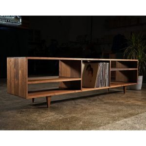 Braca Media Console, Mid-Century Credenza, Modern Sideboard, Solid Hardwood Media Console (Shown in Walnut)
