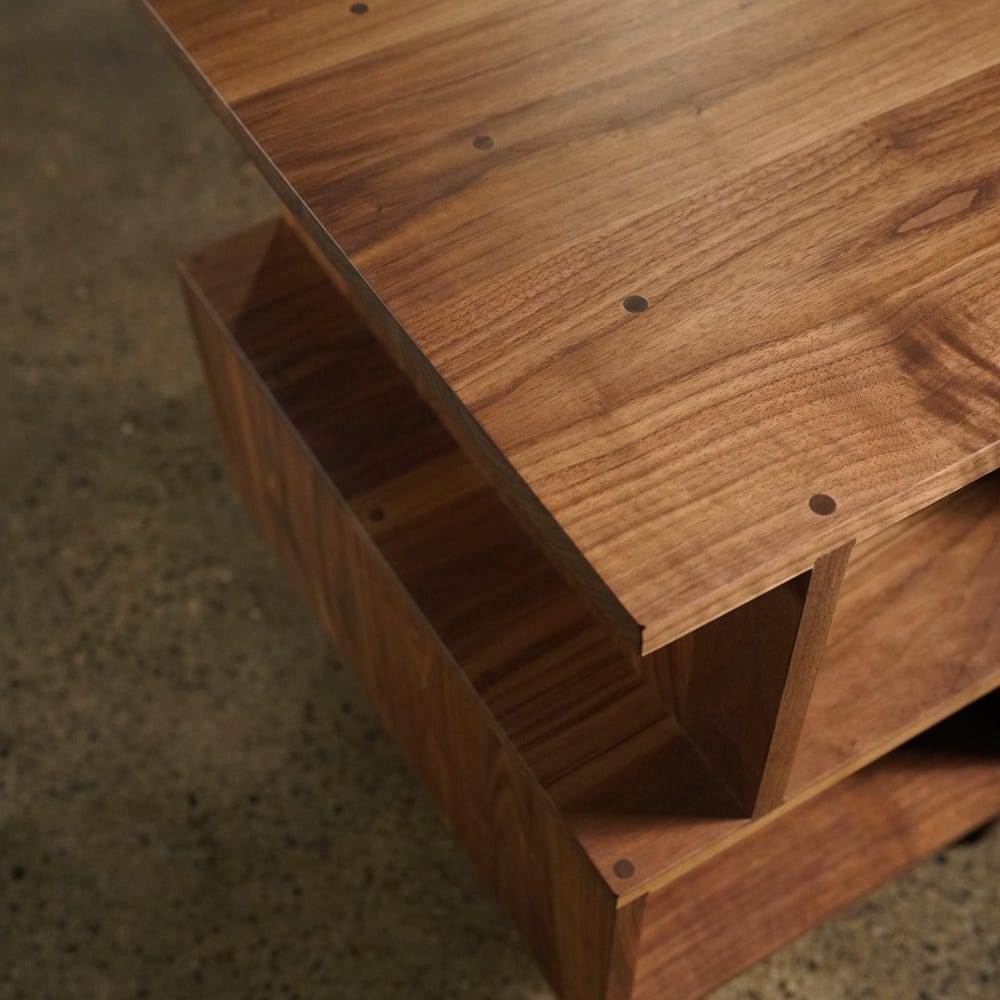 OFFSTACK End Table, Geometric Night Stand, Stacked Offset Nightstand, Wood Offset End Table (Shown in Walnut) - Image 3