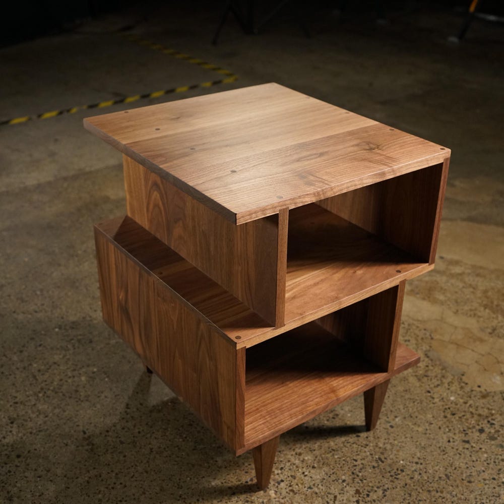 OFFSTACK End Table, Geometric Night Stand, Stacked Offset Nightstand, Wood Offset End Table (Shown in Walnut) - Image 2