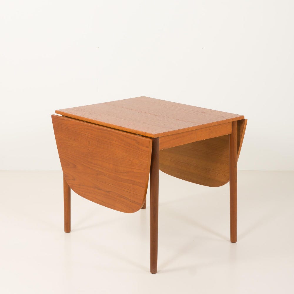 Danish mid-century teak drop leaf table, 1960s - Image 9