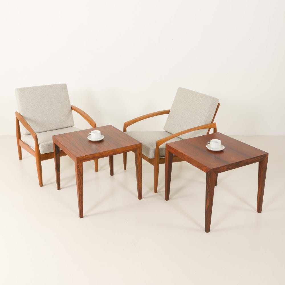 Pair of Severin Hansen rosewood side tables or nighstands for Haslev, 1960s