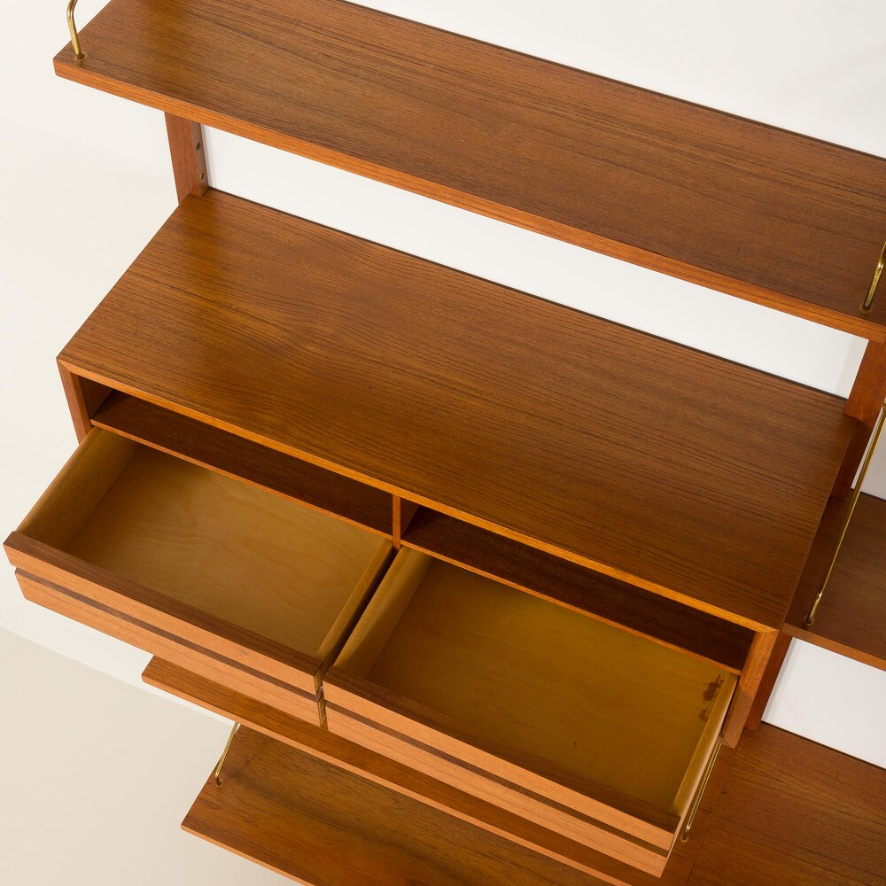 Poul Cadovius teak 4-bay wall unit for Cado, Denmark 1960s - Image 5