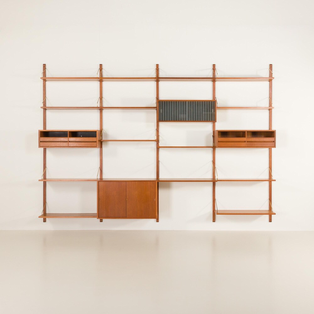 Poul Cadovius teak 4-bay wall unit for Cado, Denmark 1960s - Image 4