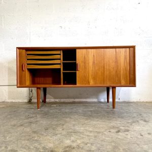 Danish Modern Tambour Door Console or Credenza