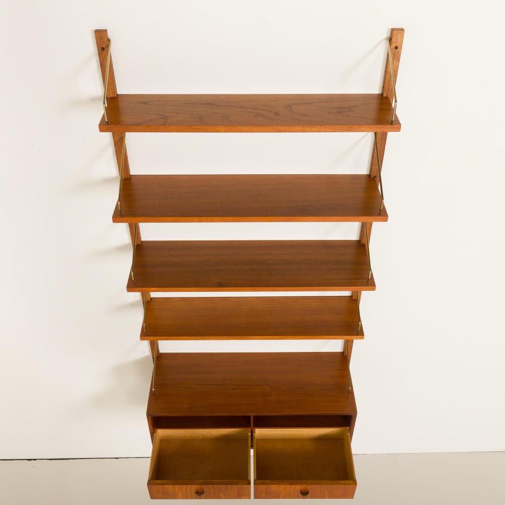 Poul Cadovius entry teak wall unit with a console for Cado, 1960s - Image 4