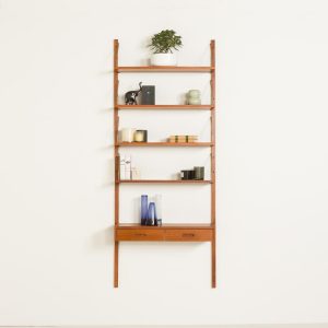 Danish teak wall unit with a console in a stye of Poul Cadovius, 1960s