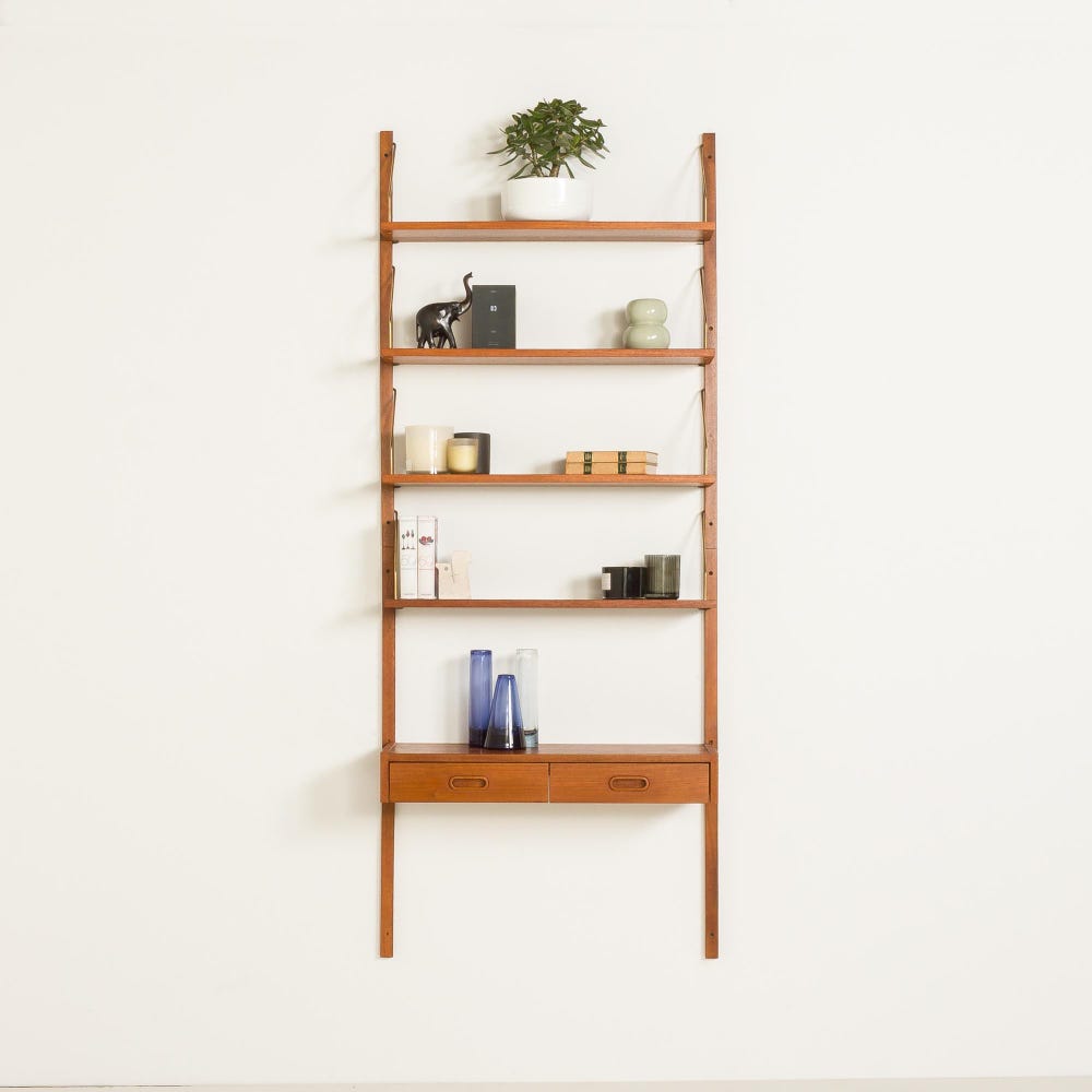 Danish teak wall unit with a console in a stye of Poul Cadovius, 1960s