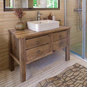 Wooden Rustic Style handmade bathroom vanity with drawer solid wood cabinet sink table counter top farmhouse home decor furniture  handcraft