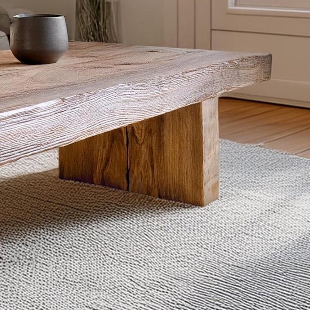 Wooden Rustic handmade wooden coffee table live edge solid wood trestle farmhouse home decor furniture handcrafted rectangular end table - Image 4