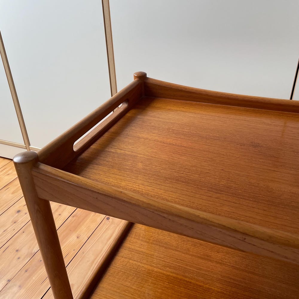 Great Danish Wegner AT 45 60s Retro Teak Serving Trolley Table Sideboard Shelf 70s Coffee Table Vintage Side Table Sofa - Image 2