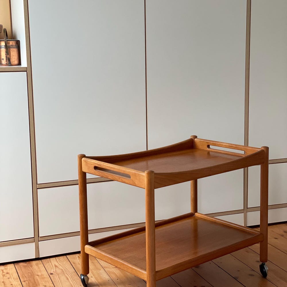 Great Danish Wegner AT 45 60s Retro Teak Serving Trolley Table Sideboard Shelf 70s Coffee Table Vintage Side Table Sofa - Image 3