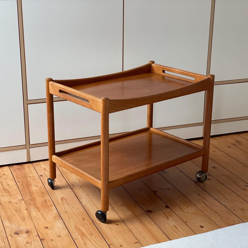 Great Danish Wegner AT 45 60s Retro Teak Serving Trolley Table Sideboard Shelf 70s Coffee Table Vintage Side Table Sofa