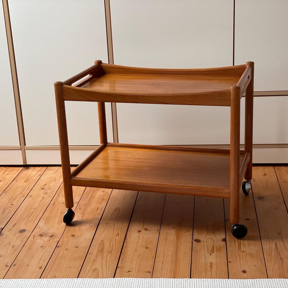 Great Danish Wegner AT 45 60s Retro Teak Serving Trolley Table Sideboard Shelf 70s Coffee Table Vintage Side Table Sofa - Image 9