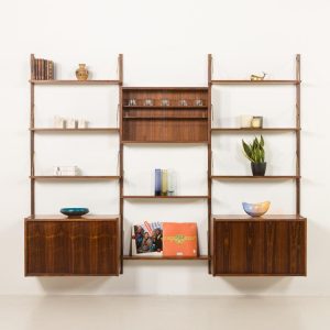 Danish rosewood wall unit by Preben Sorensen for PS System Randers, 1960s