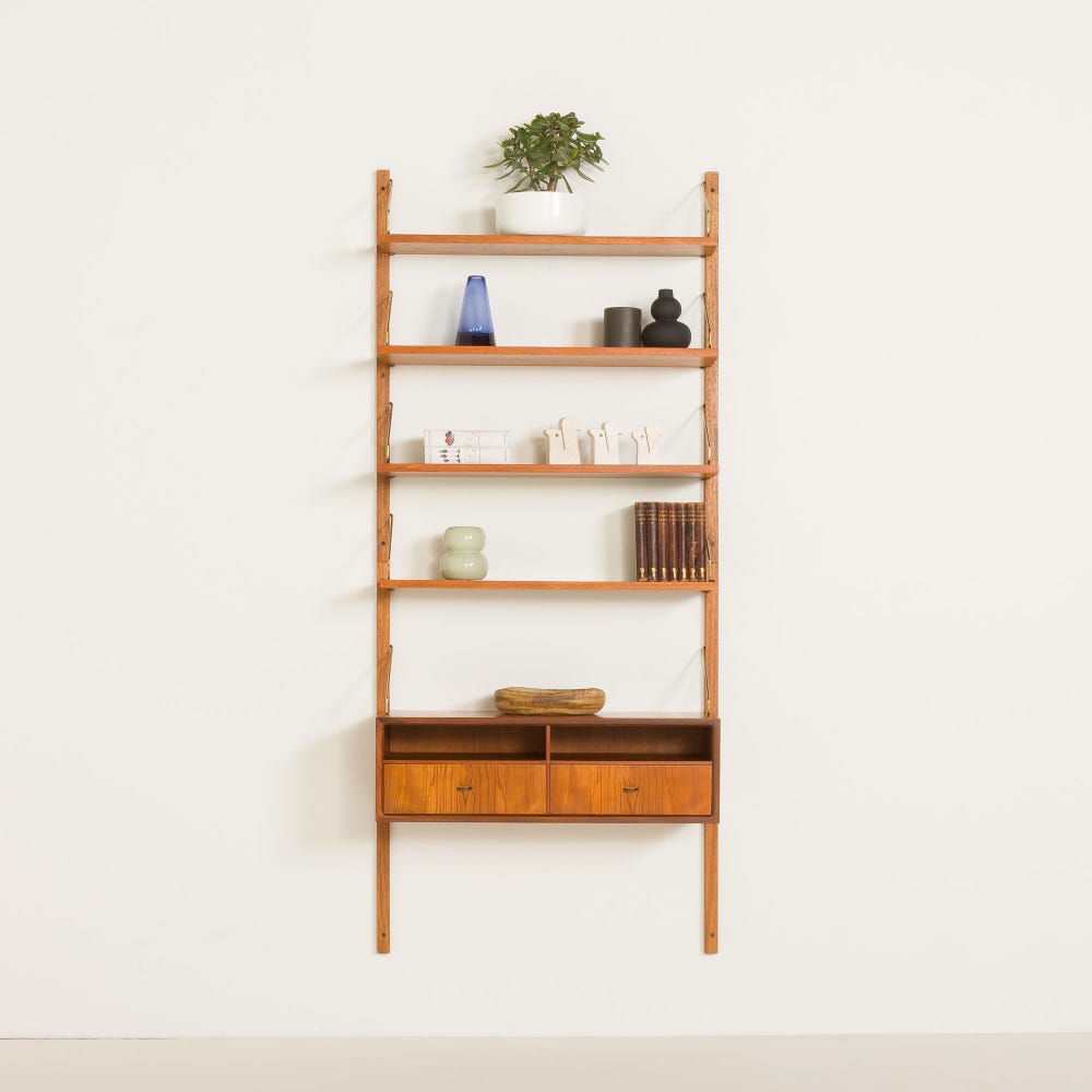 Poul Cadovius entry teak wall unit with a console for Cado, 1960s