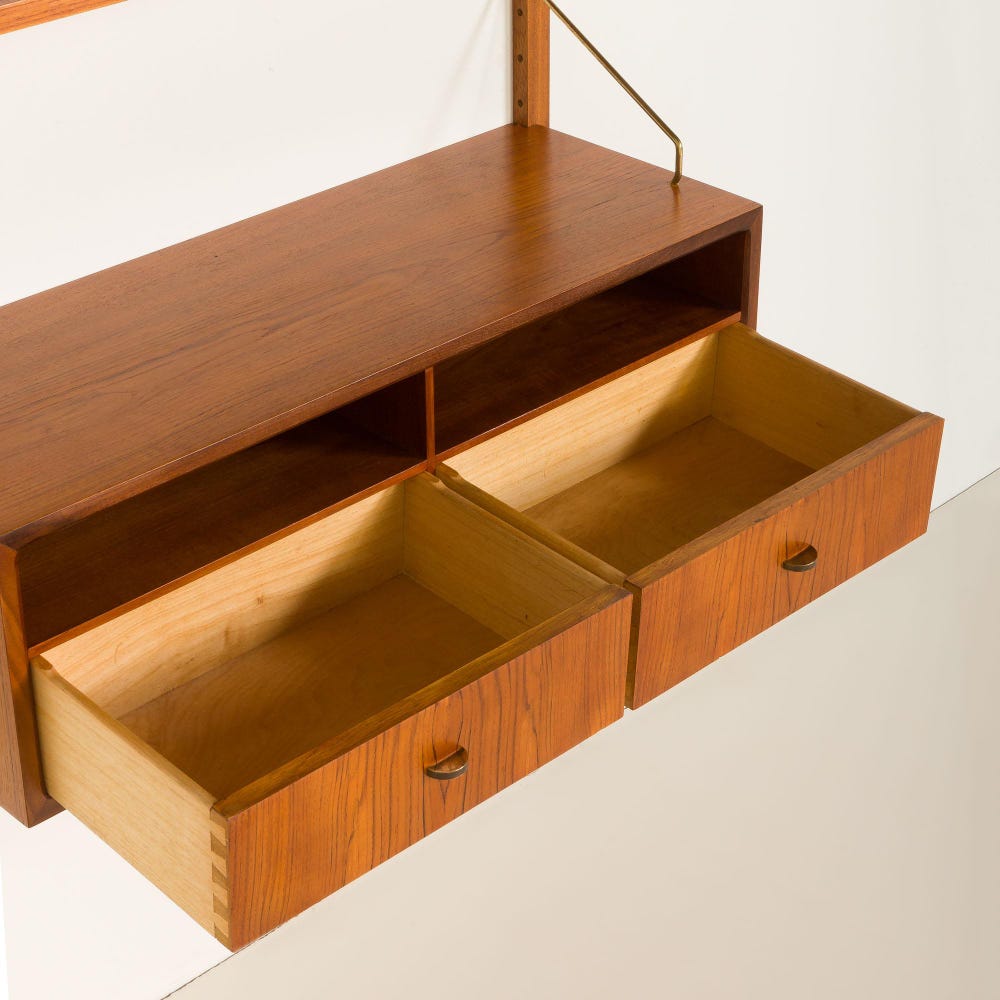 Poul Cadovius entry teak wall unit with a console for Cado, 1960s - Image 5