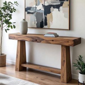 Wooden Rustic Style handmade console table live edge solid wood dresser table hallway sofa entryway farmhouse foyer home decor furniture