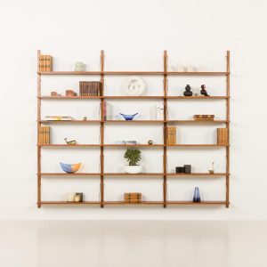 Danish mid century renovated teak modular shelving unit in the style of Poul Cadovius