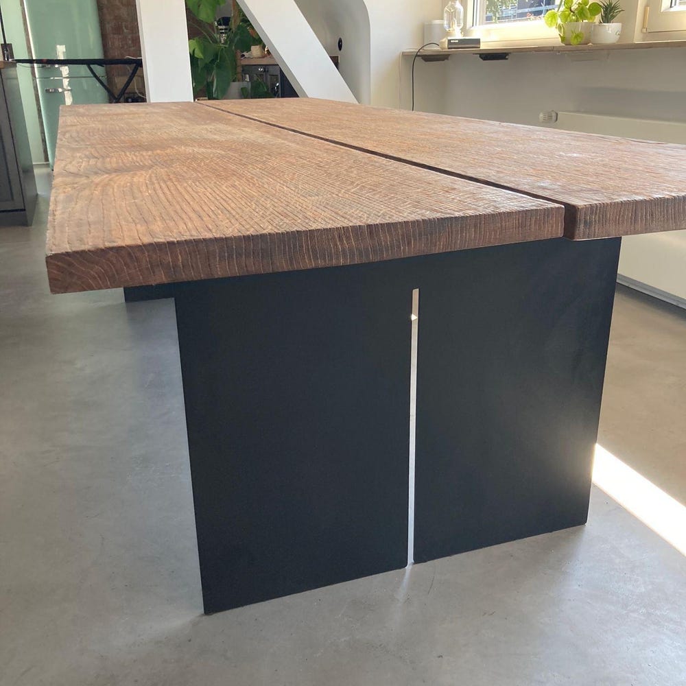 Rustic Solid Wood Dining Table - Handcrafted Office & Conference Table - Farmhouse Solid Wood Table - Modern Dining Table - Image 3