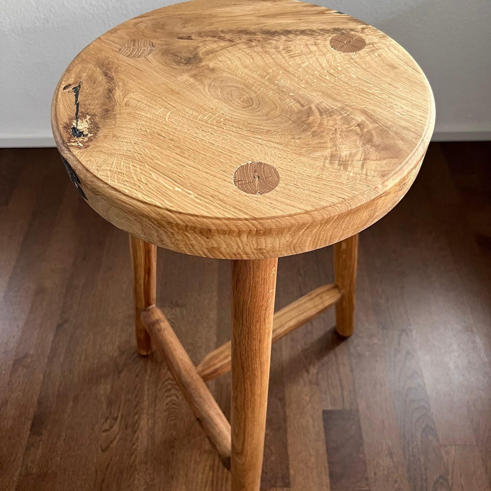 Round Wooden Stool, 3 Leg Stool, Tripod Stool, Planter Stand, Step Stool, Wood Table Stand, Solid Oak Wood Side/End Table, Patio Table - Image 2