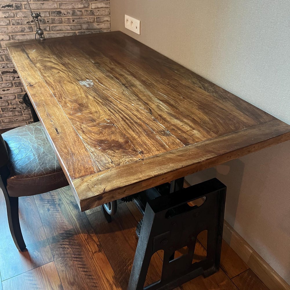 Rustic Solid Wood Dining Table - Handcrafted Office & Conference Table - Farmhouse Solid Wood Table - Modern Dining Table - Image 3