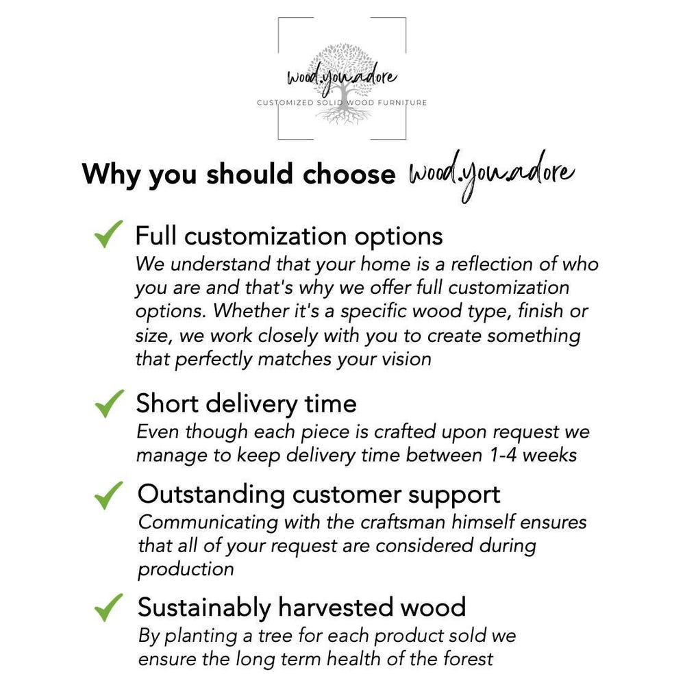 Rustic Solid Wood Dining Table - Handcrafted Office & Conference Table - Farmhouse Solid Wood Table - Modern Dining Table - Image 3