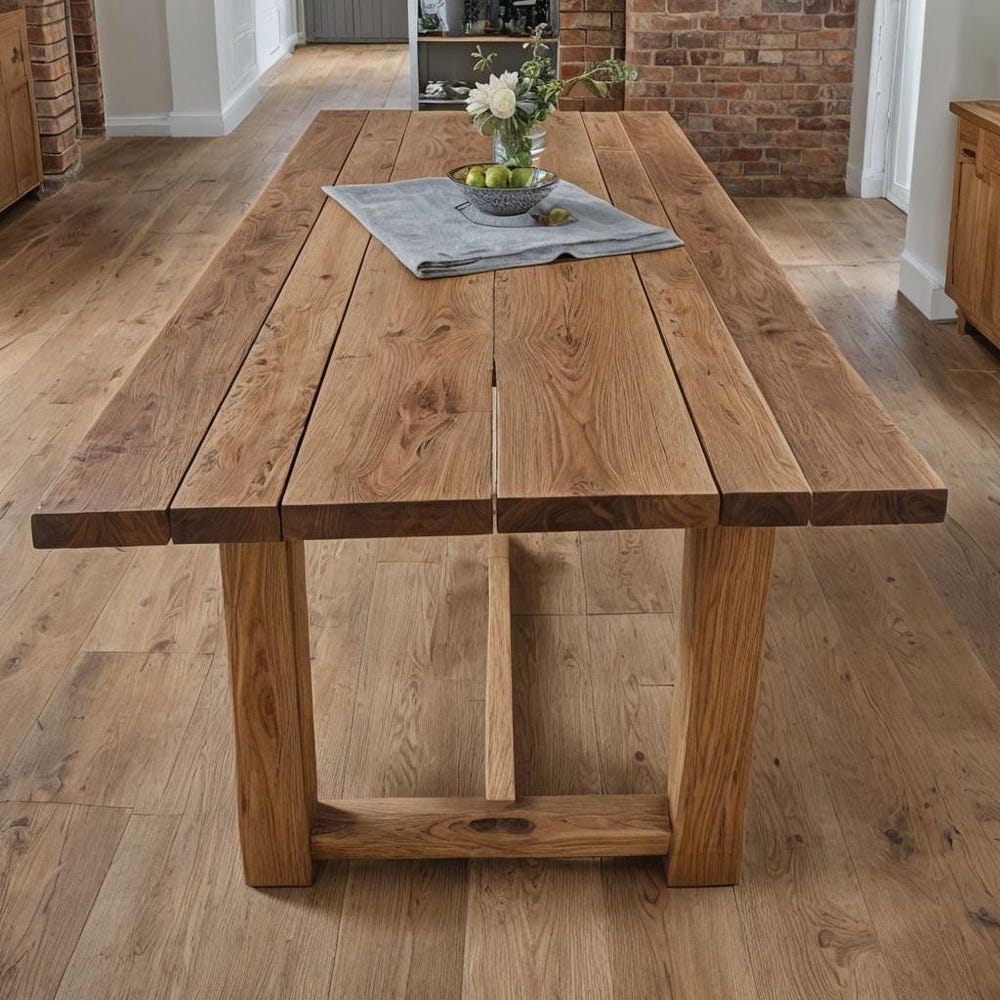 Rustic Solid Wood Dining Table - Handcrafted Office & Conference Table - Farmhouse Solid Wood Table - Modern Dining Table