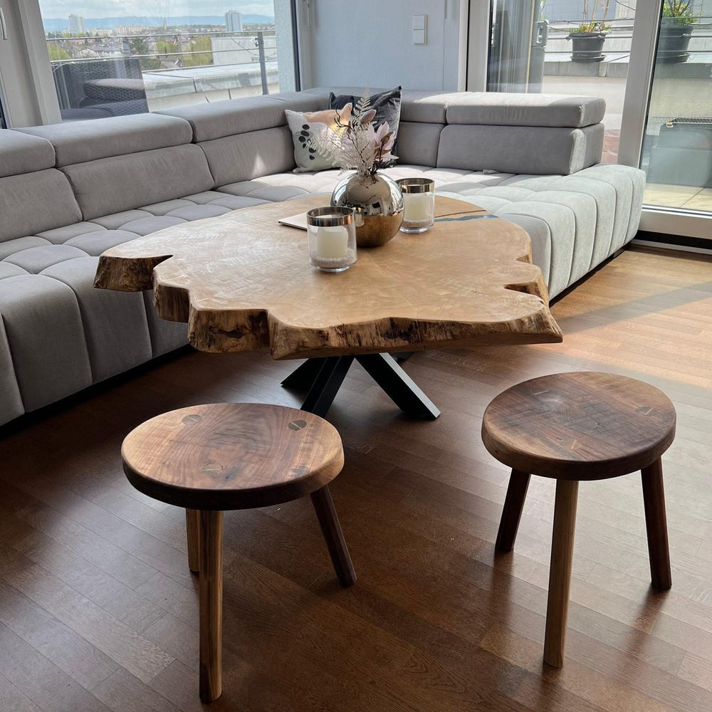 Wooden Tripod Stool, 3 Leg Stool, Ergonomic & Minimalist, Round Wood Table Stand, Solid Walnut Wood Side/End Table, Planter Stand - CUSTOM - Image 4