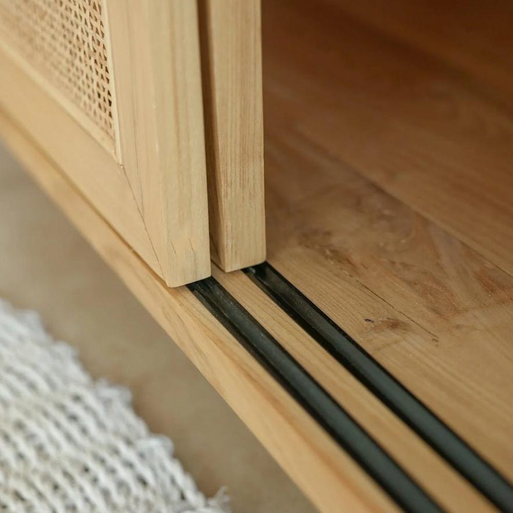 Handmade Boho Rattan TV Cabinet – Wood Storage Console Buffet for Living Room, Dining Room, or Entryway – Natural Home Decor - Image 5