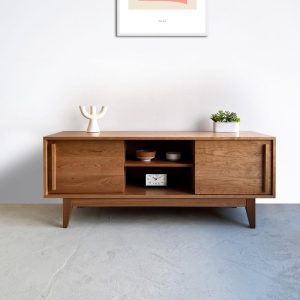 Kasse Media Console - Solid Cherry - Record Storage - Wood Base -  60L x 19W x 24 - In Stock!