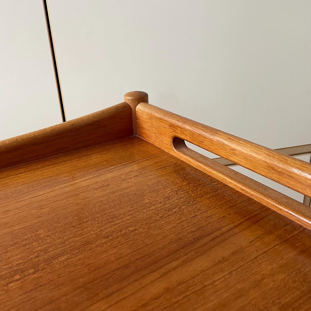 Great Danish Wegner AT 45 60s Retro Teak Serving Trolley Table Sideboard Shelf 70s Coffee Table Vintage Side Table Sofa - Image 4