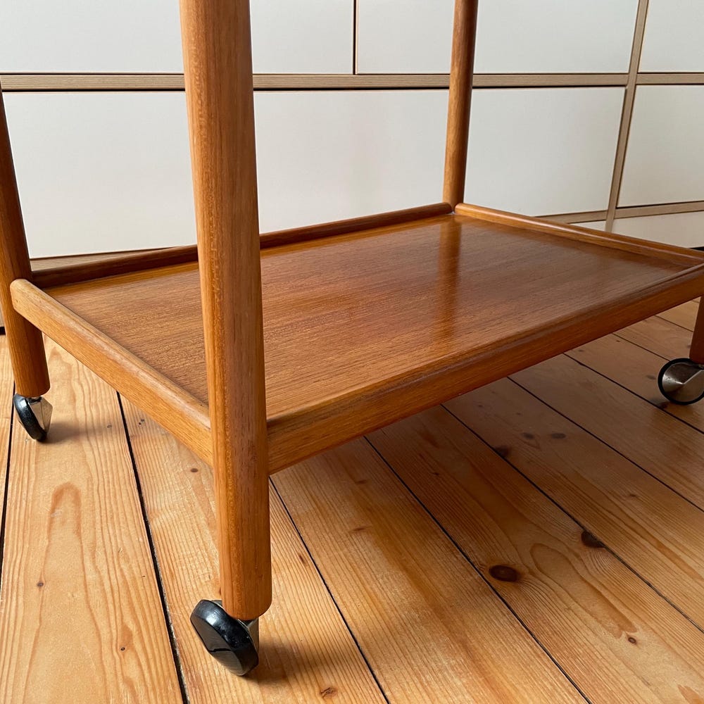 Great Danish Wegner AT 45 60s Retro Teak Serving Trolley Table Sideboard Shelf 70s Coffee Table Vintage Side Table Sofa - Image 8