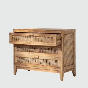il_1000x1000.6863461327_2itn.jpg Rattan & Recycled Teak Cabinet With 3 Drawers | Handcrafted Rustic Storage Cabinet | Natural Wood Furniture | Eco-Friendly Home Decor
