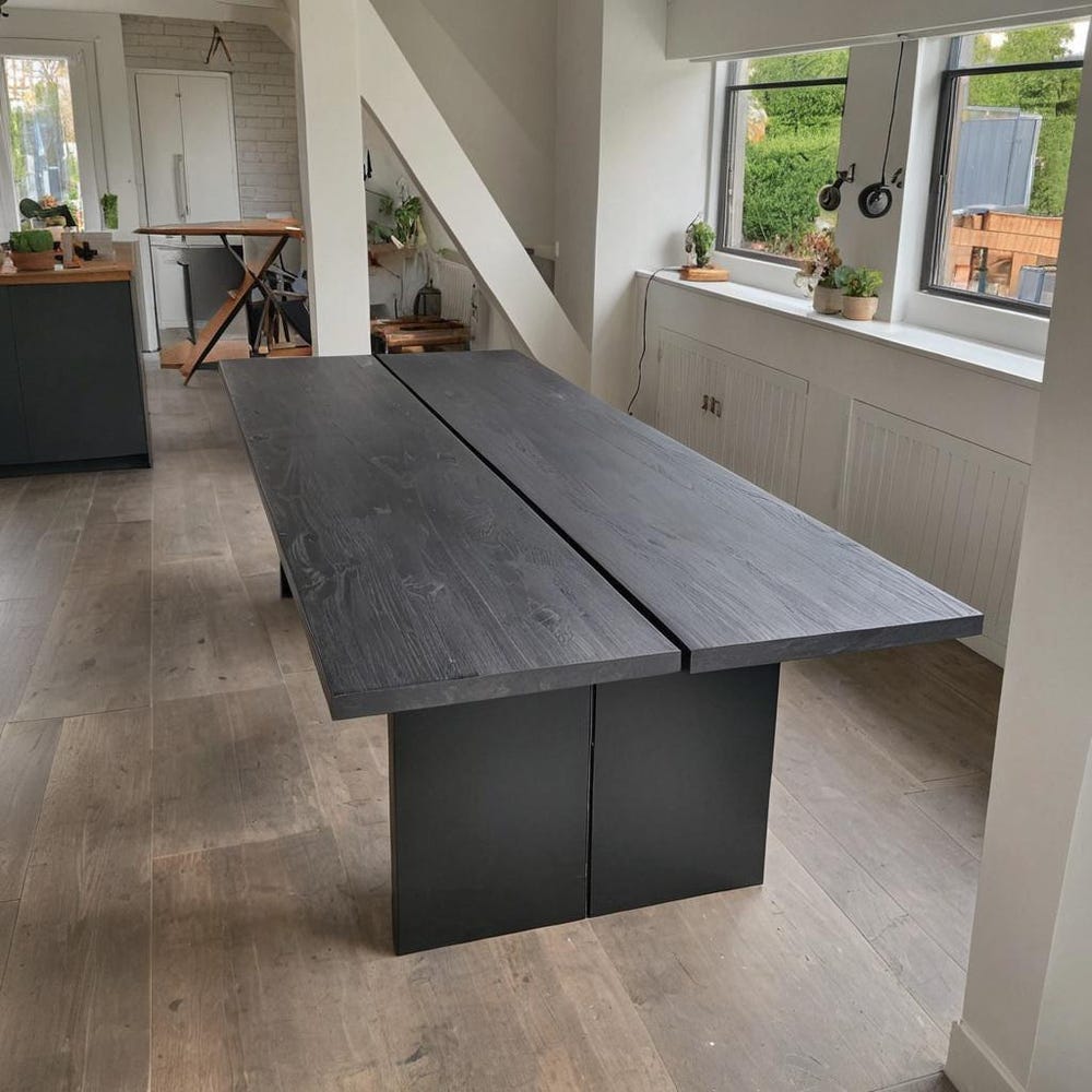 Rustic Solid Wood Dining Table - Handcrafted Office & Conference Table - Farmhouse Solid Wood Table - Modern Dining Table