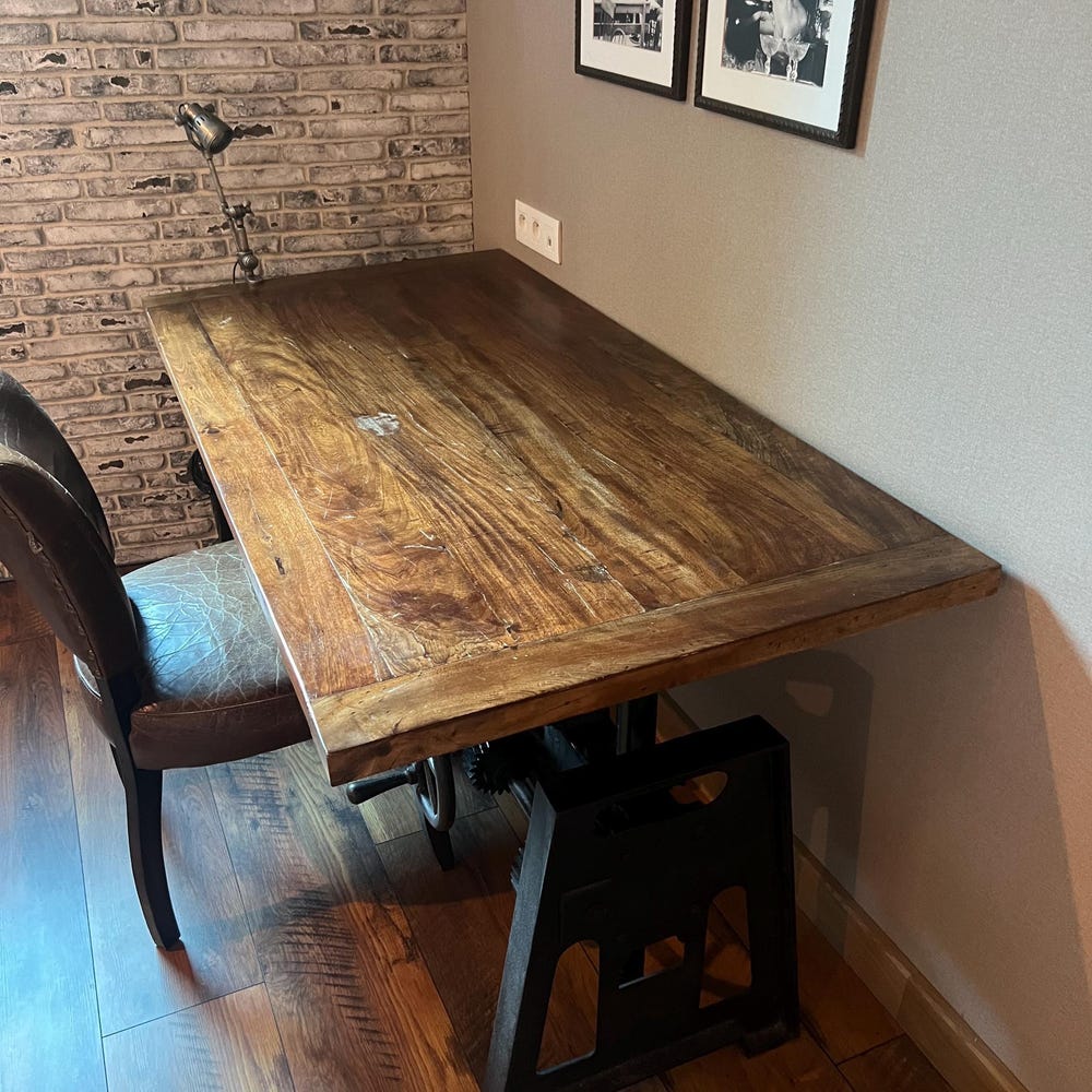 Rustic Solid Wood Dining Table - Handcrafted Office & Conference Table - Farmhouse Solid Wood Table - Modern Dining Table - Image 6