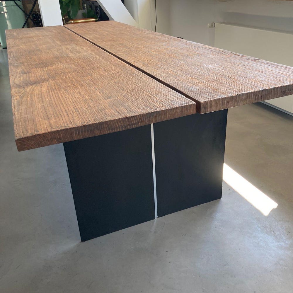 Rustic Solid Wood Dining Table - Handcrafted Office & Conference Table - Farmhouse Solid Wood Table - Modern Dining Table - Image 5