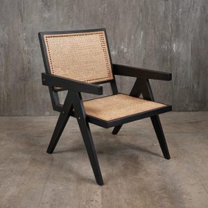 Dining Chair, Wood Rattan Accent Chair, for Living Room, Patio, Terrace, Bedroom & Lounge, Mid Century