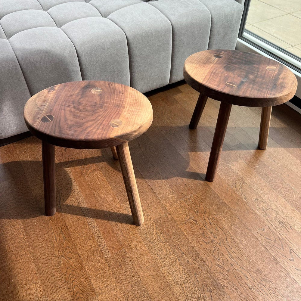 Wooden Tripod Stool, 3 Leg Stool, Ergonomic & Minimalist, Round Wood Table Stand, Solid Walnut Wood Side/End Table, Planter Stand - CUSTOM - Image 3